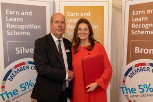 Secretary of State for Education, Gillian Keegan MP with Mark Cameron, CEO of The 5% Club